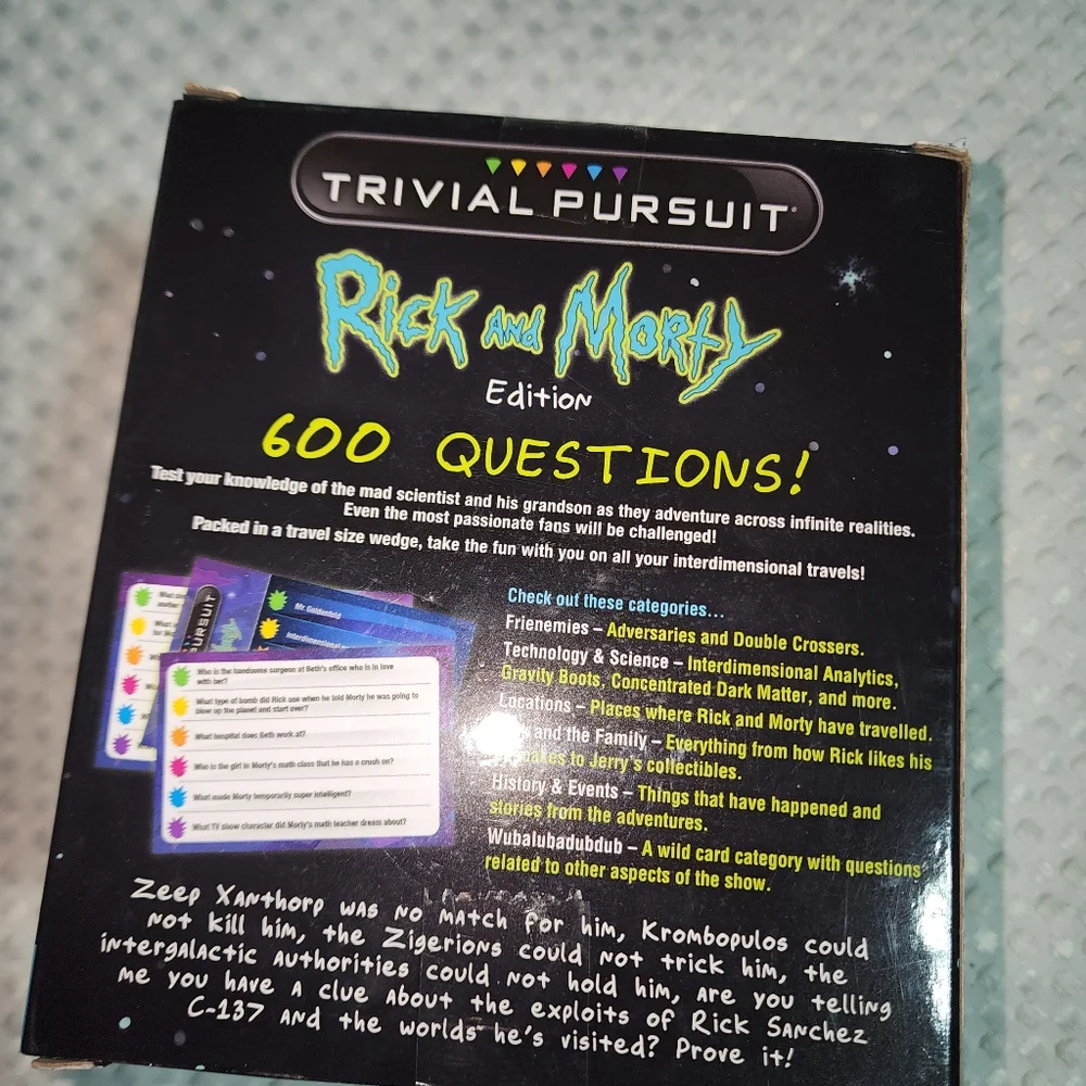 TRIVIAL PURSUIT NWT RICK and MORTY GREEN WEDGE GAME